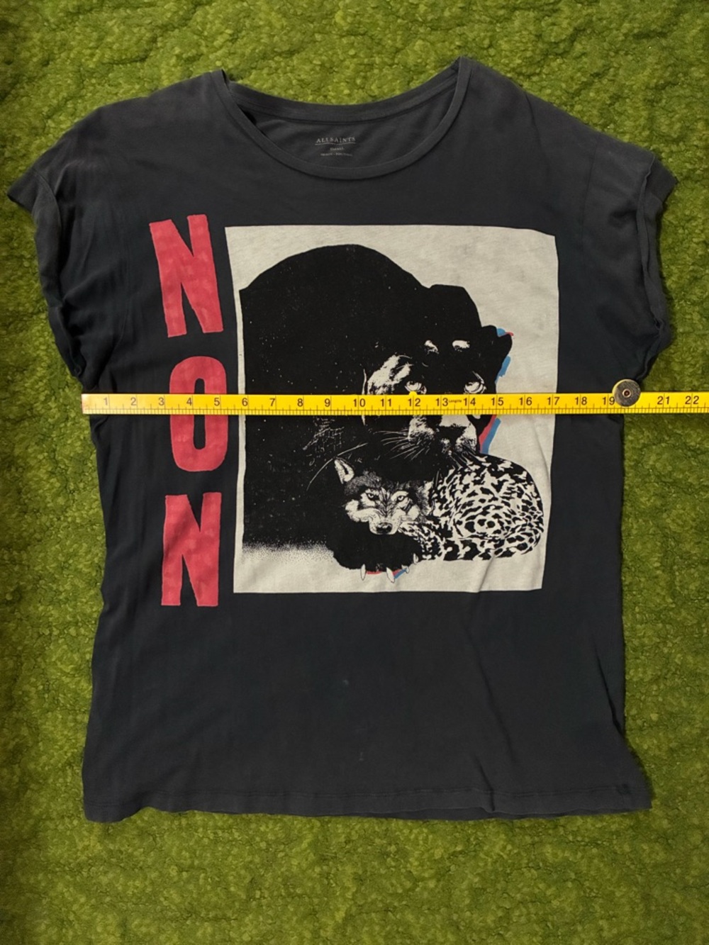 All Saints 'NON' Roll Sleeve Tshirt - Picture 7 of 9